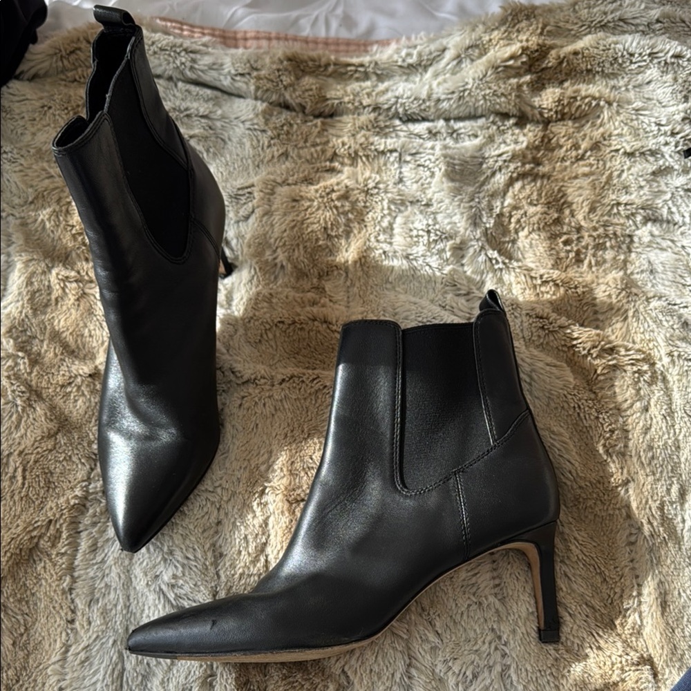 Black Veronica Beard Leeland Booties Ankle Boots with Medium Heel 8.5